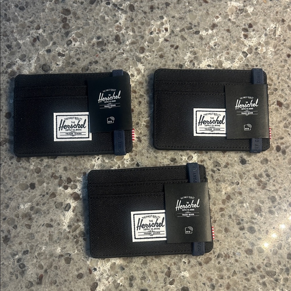 Herschel Charlie Cardholder Wallets, Black,   (3-Pack), NWT